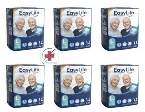 پوشک بزرگسال ایزی لایف چسبی لارج 14 عددی بسته 6 عددی